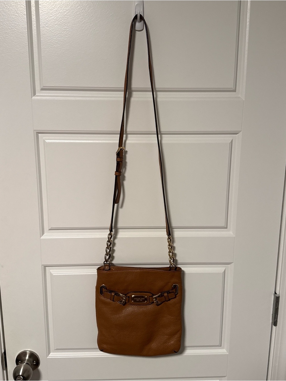 Michael Kors Brown Leather Crossbody Bag with Chain Strap